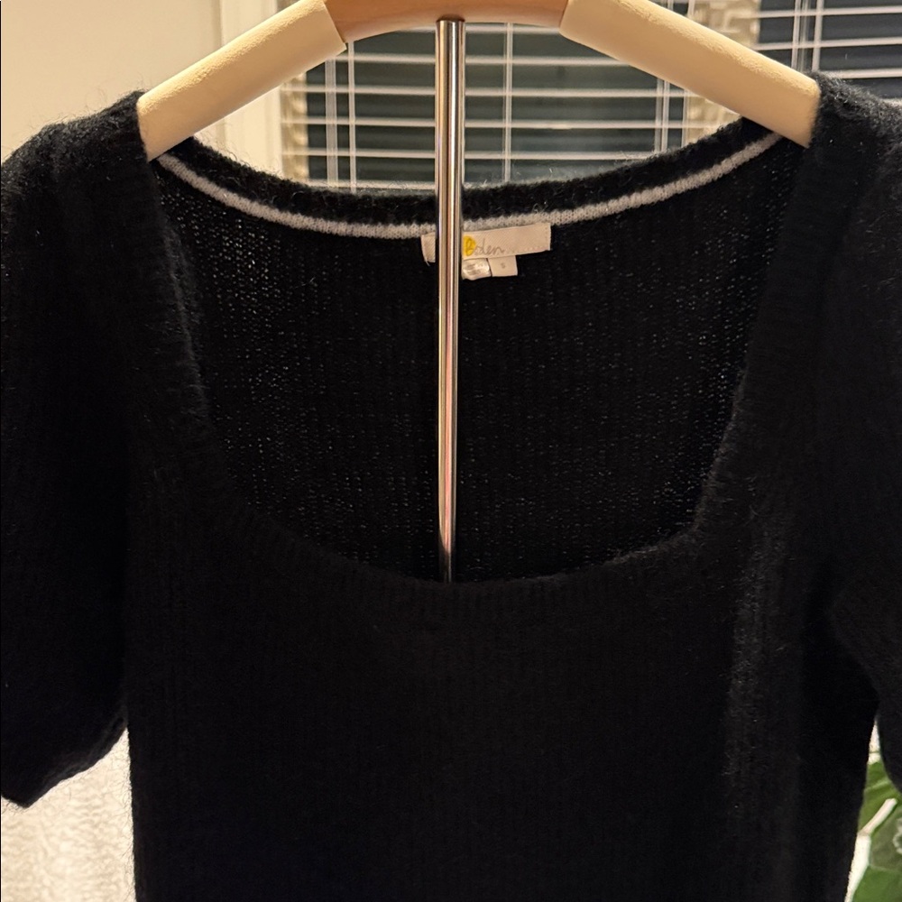 Black Square-Neck Short-Sleeve Sweater Blouse Boden - Picture 5 of 6